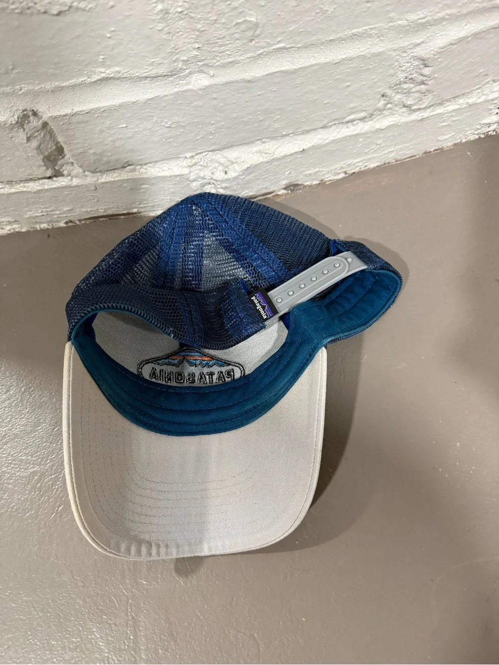 Patagonia Cream Front Navy Mesh Patch Trucker Hat